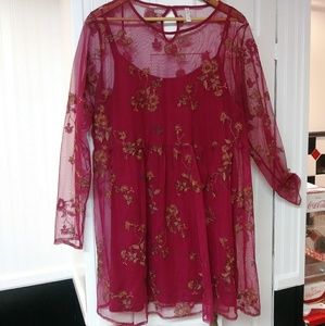 Xhiliration Embroidered Floral Baby Doll Dress